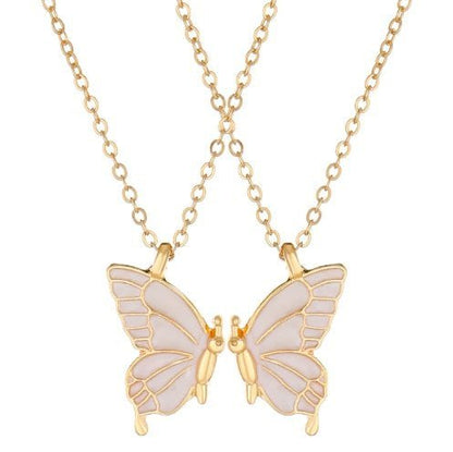 2pcs Oil Drip Butterfly Necklace Ins Creative Clavicle Chain Pendant Necklace For Women Valentine's Day Birthday Gift