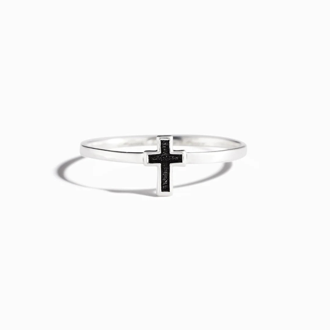 S925 Sterling Silver Cross Drip Glazed Ring