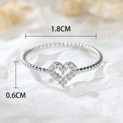 Round White Diamond Edge Twist Hollow Ring