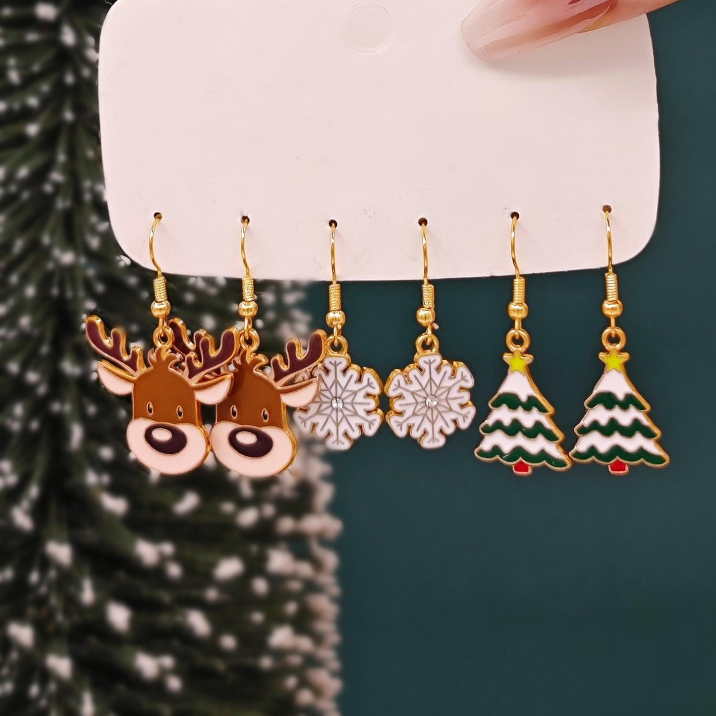 Christmas Girl Personality Creative Alloy Snowman Santa Claus Gift Enamel Earrings