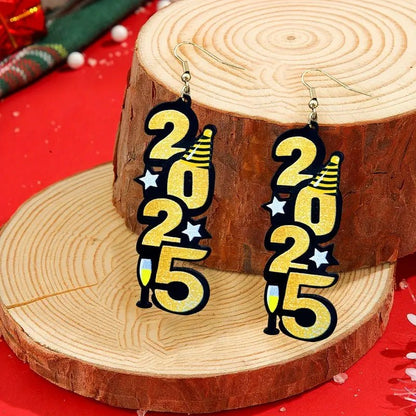 2025 New Year Digital Earrings Fashion Acrylic Earrings