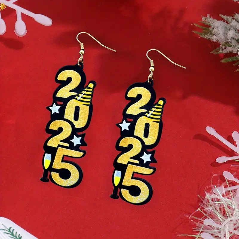 2025 New Year Digital Earrings Fashion Acrylic Earrings