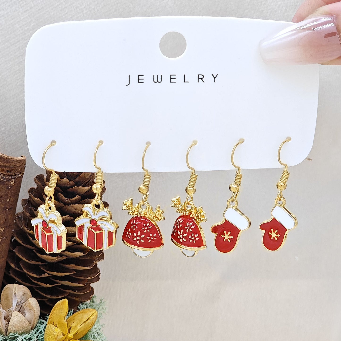 Christmas Girl Personality Creative Alloy Snowman Santa Claus Gift Enamel Earrings