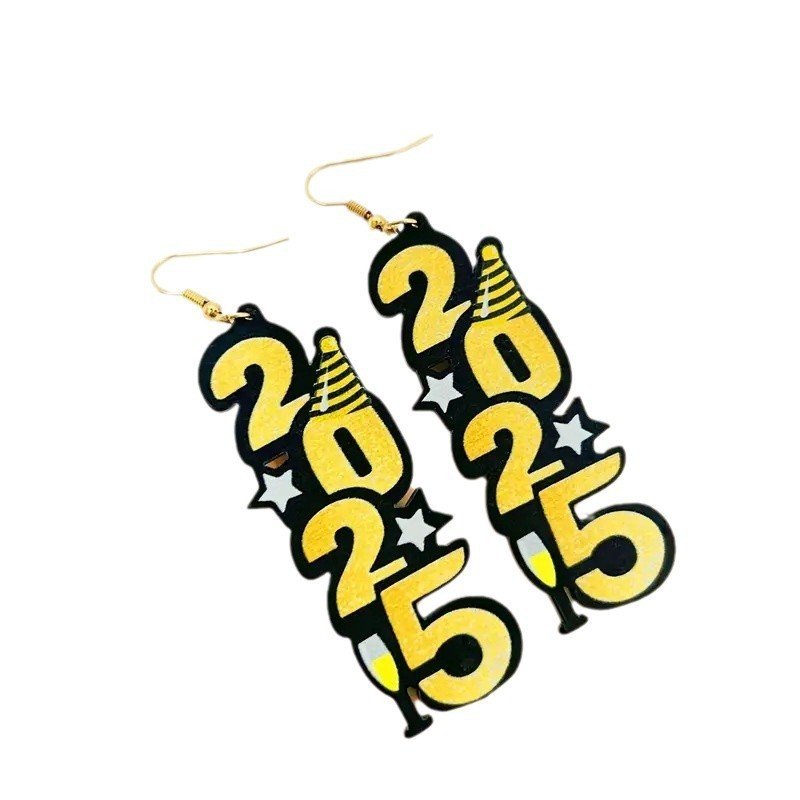 2025 New Year Digital Earrings Fashion Acrylic Earrings