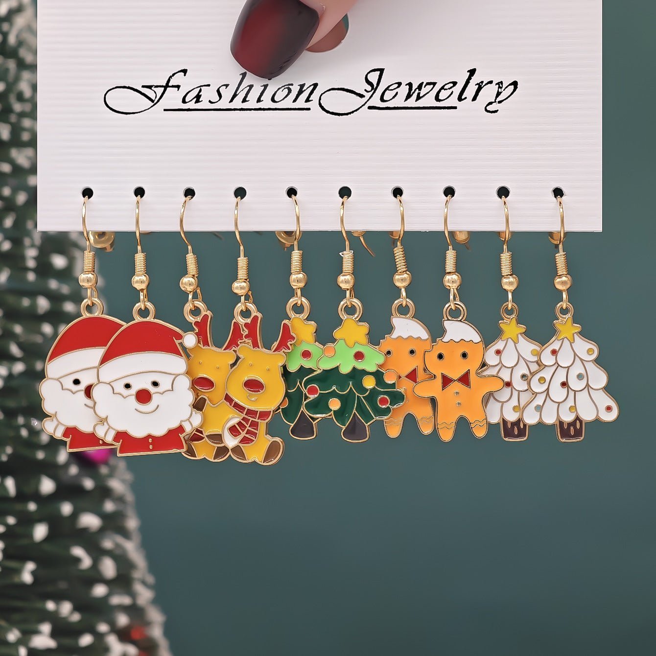 Christmas Girl Personality Creative Alloy Snowman Santa Claus Gift Enamel Earrings